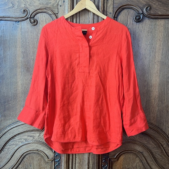 J.Crew 100% Linen Tunic Shirt in Brilliant Sunset - Picture 5 of 13